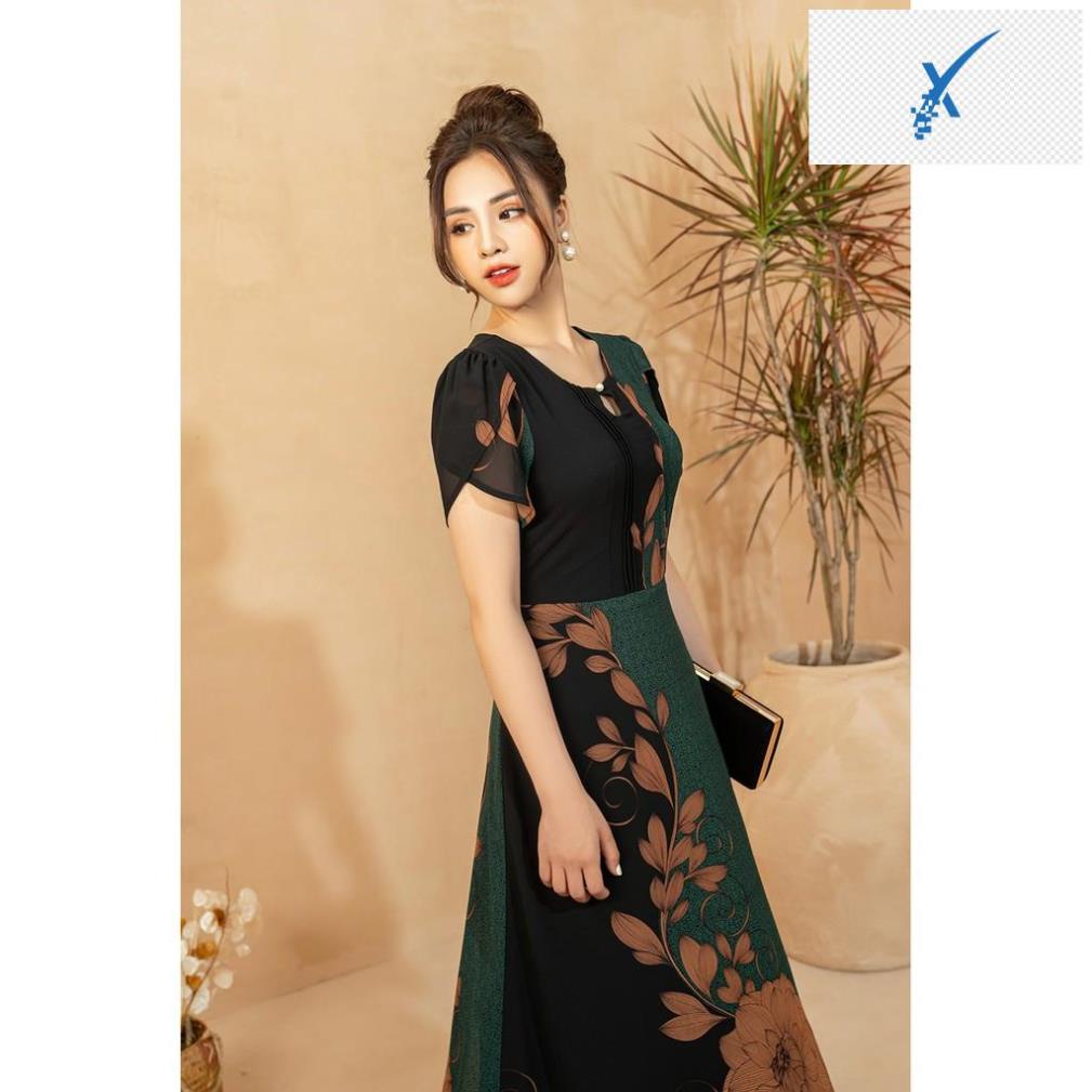 👚👗👚👗 Đầm trung niên thiết kế LYBEE đi dạo đi cà phê dáng xòe vải voan Hàn thoáng mát váy cho mẹ 609 👚👗