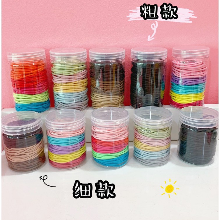 Dây Buộc Tóc Hàn Quốc Độ Đàn Hồi Cao Mix Nhiều Màu 100 Chiếc 1 Hộp