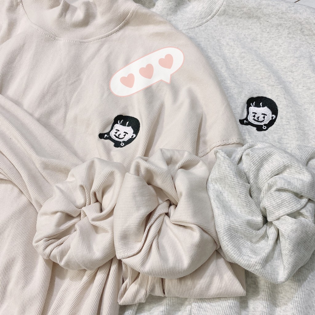 Áo Nỉ Sweater Nữ - Áo Nỉ Thêu Hình Vô Diện Form Rộng Cổ Lọ Unisex 2 Màu Xám|Đen | BigBuy360 - bigbuy360.vn