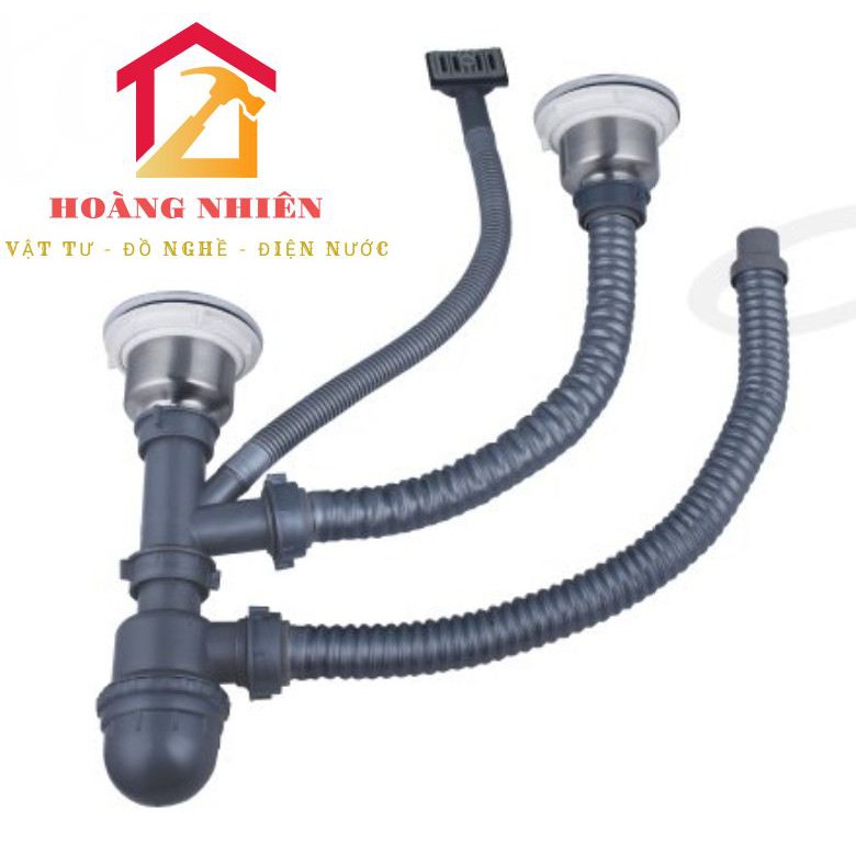 BỘ XẢ CHẬU,BỒN RỬA CHÉN BÁT ĐÔI (2 HỘC) INOX 304 phi 110