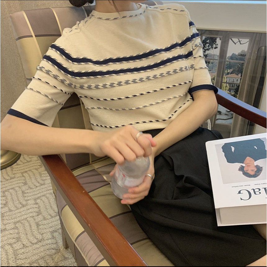 Áo Len Ngắn Tay Cổ Tròn Thiết Kế Mới Thời Trang Dành Cho Mùa Hè