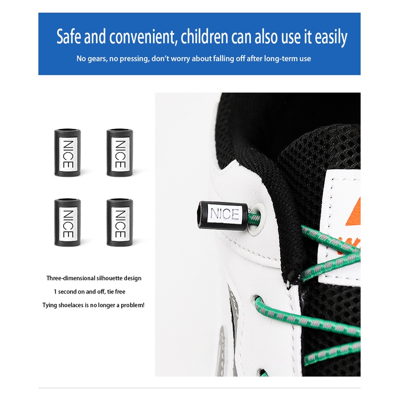 1 Cặp Dây Buộc Giày Co Giãn Không Cần Buộc Tiện Lợi