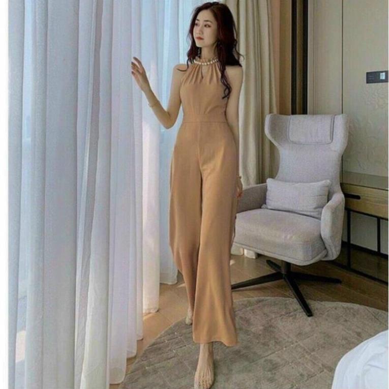 TBO-Jumpsuits Cổ Giọt Nước Kết Cườm (Kèm Video Hình Thật) vải umi thanh lịch thời trang sanh chảnh TASA