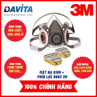 Bộ mặt nạ phòng độc 3M 6100 kèm 2 phin lọc 3M 6003
