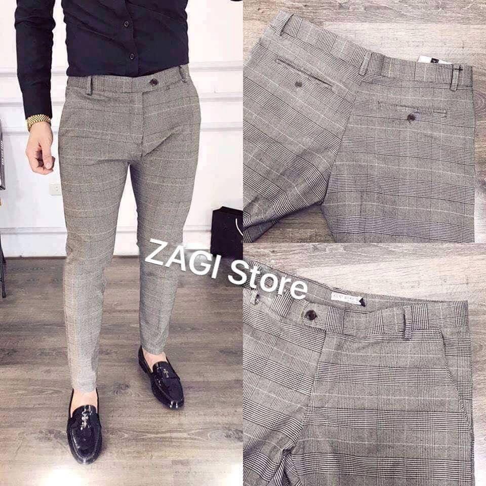 (VẢI XUẤT KHẨU) QUẦN ÂU NAM HÀN QUỐC XÁM CARO 2019 (Được Trợ Giá)