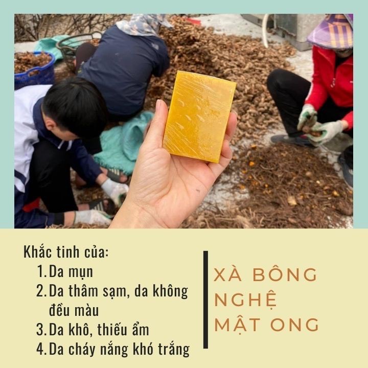 Xà Bông Nghệ Mật Ong,xà phòng nghệ trắng da,thâm nách,m,dưỡng sáng da ngừa thâm