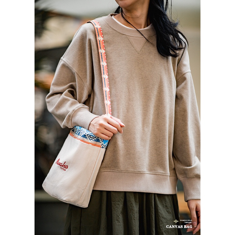 Túi đeo vai MADEN YS2208825 vải canvas cotton phong cách dân tộc retro độc đáo cho nữ văn phòng
