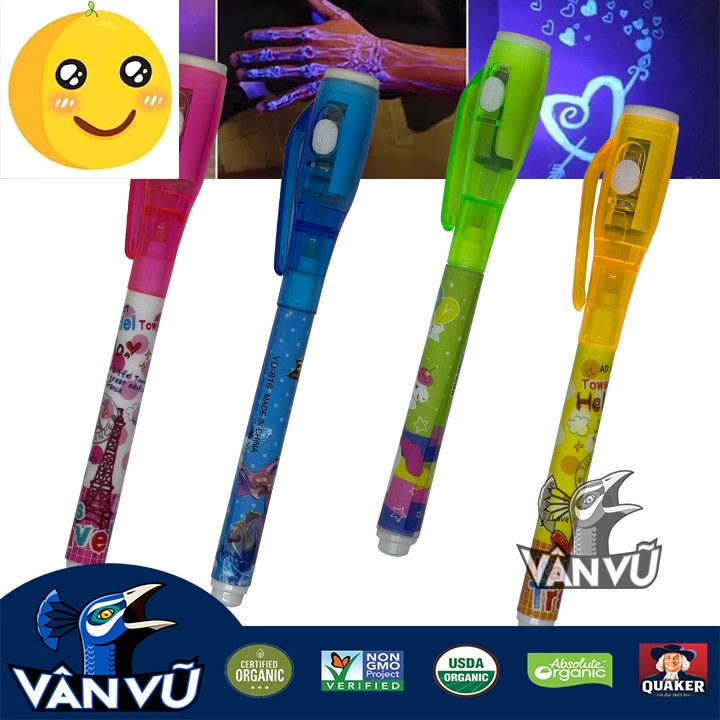 Bút Mực Tàng Hình Thần Kỳ Có Đèn Soi UV, Soi Tiền Giả, Vẽ Viết Chữ Không Màu (1 Cây)