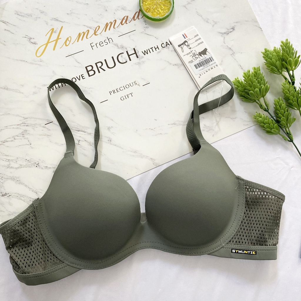 Áo ngực su không gọng cài 3 mút vừa dây lưng lưới - ANS11