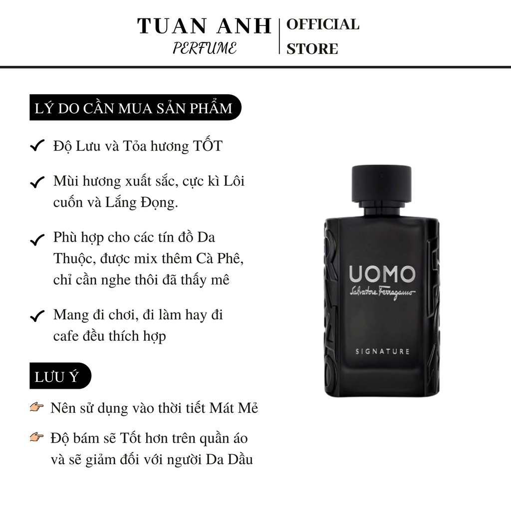 Nước hoa nam cao cấp SALVATORE FERRAGAMO UOMO SIGNATURE Eau De Parfum chính hãng TUAN ANH PERFUME