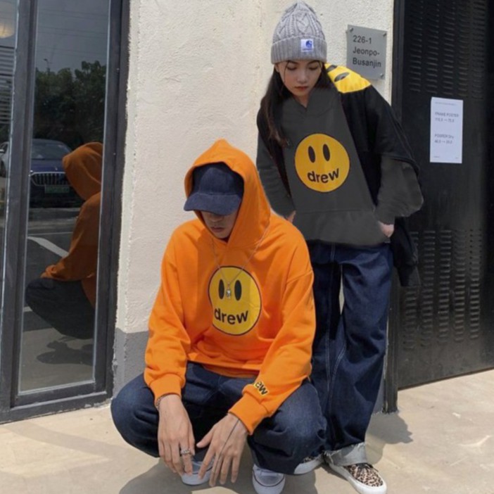 Áo nỉ hoodie/ Áo hoodie form rộng nam nữ unisex in hình mặt cười D.R.E.W  mũ 2 lớp dày dặn RÔ STORE HD09