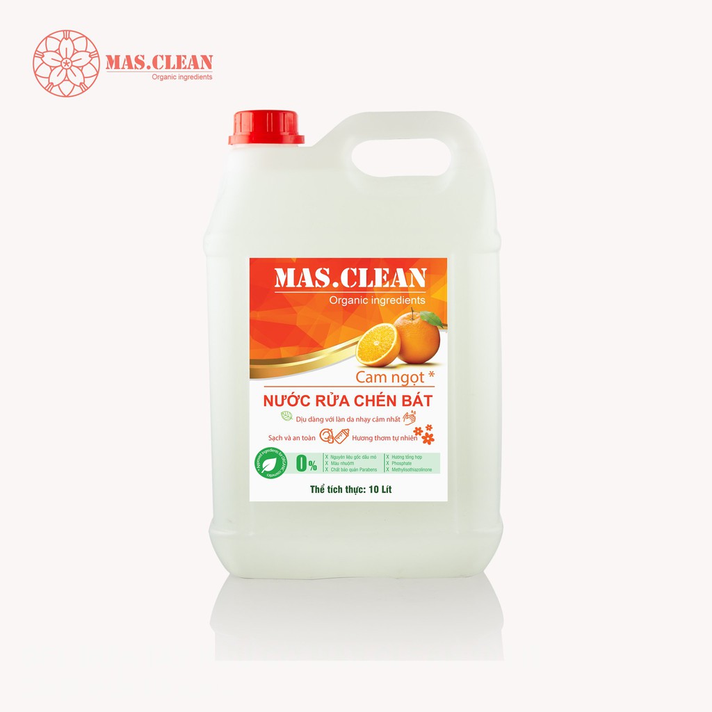 Nước rửa chén hữu cơ MasClean - can 10L siêu tiết kiệm