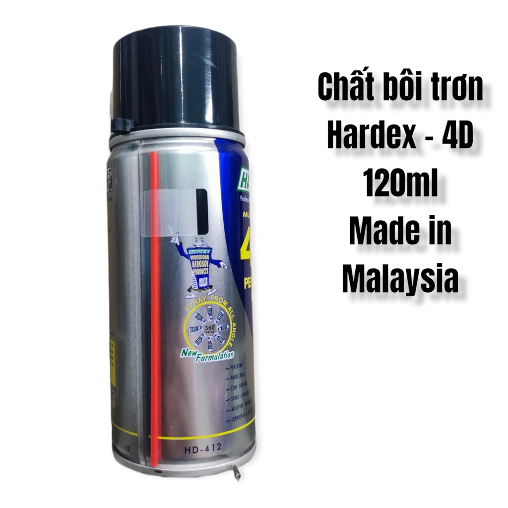 Chất bôi trơn, chống rỉ sét đa dụng Hardex 4D - 120ml - Made in Malaysia