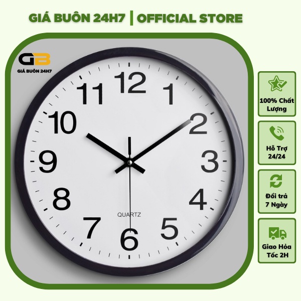 [SALE HỦY DIỆT 35cm] Đồng hồ treo tường quartz cao cấp kim trôi - [TẶNG PIN + MÓC TREO]