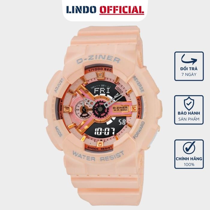 Đồng hồ nữ chính hãng thể thao D-ZINER DZ8288 chạy 3 kim chống nước 30m siêu bền