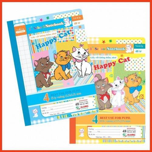 Vở Ôly 😍FREESHIP😍 Combo 5 Quyển Vở Ô Ly KLong/ bạn nhỏ 48 Trang