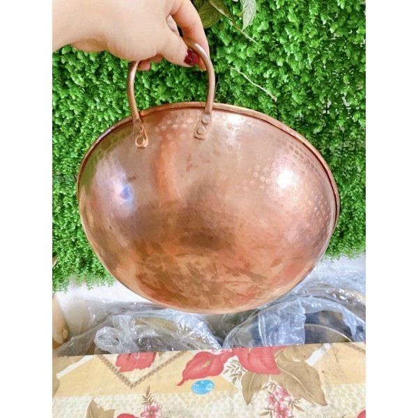 Chảo đồng đỏ 40 cm cao 11 cm nặng 1.3 kg  liệu bằng đồng nguyên