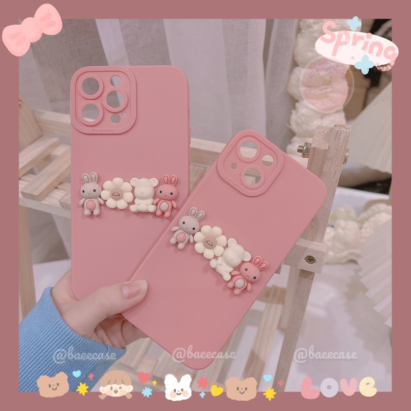 ỐP ĐIỆN THOẠI MÀU HỒNG ĐÍNH GẤU CUTE