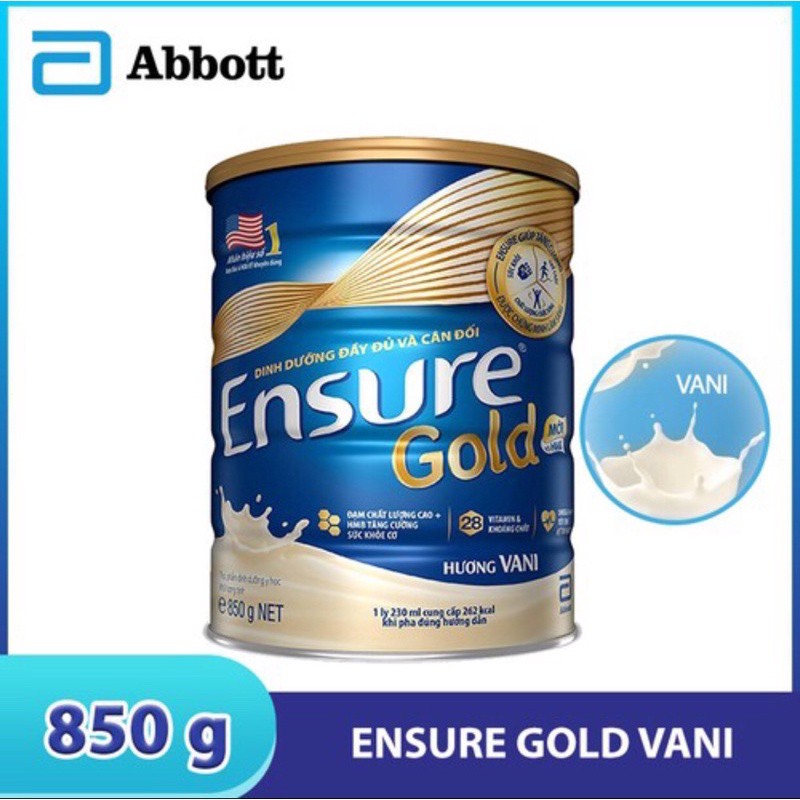 Sữa bột Ensure Gold Vani (HMB) 850g chính hãng