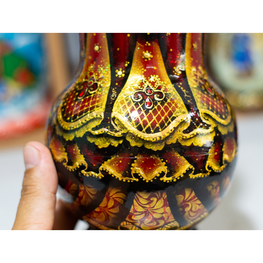 (CÓ VIDEO-CỰC ĐẸP) BỘ BÚP BÊ NGA MATRYOSHKA CAO CẤP 10 LỚP 22CM DÁNG TRÒN HOA VĂN &quot;CHUYỆN CỔ TÍCH PUSHKIN&quot; CỰC SANG