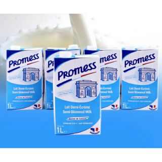 Sữa tươi tách béo Promess (Pháp), thùng 12 hộp 1L,  date T12/2019