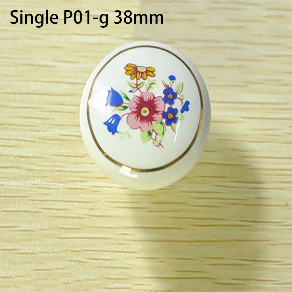 Tay cầm cửa bằng gốm in hoa phong cách cổ điển cho tủ chén, tủ rượu, cửa phòng