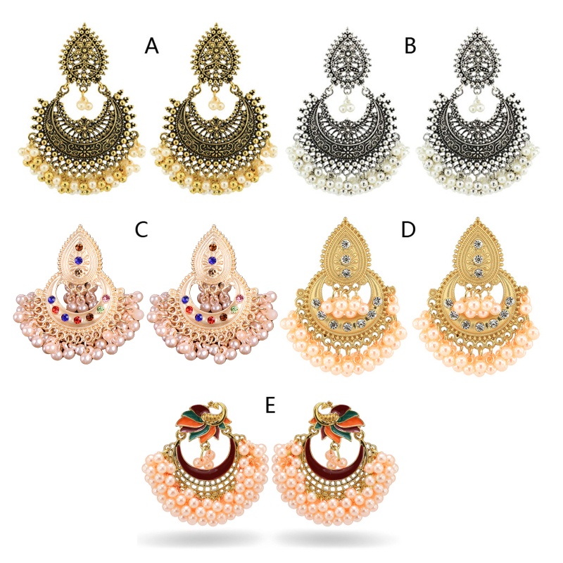Bông Tai Dáng Dài Phong Cách Dân Tộc Kundan Jhumka Jhumki Indian Bahubali