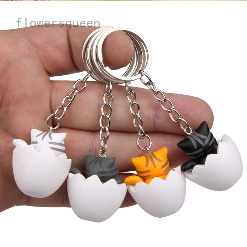 flowersqueen Móc Khóa Hình Mèo Dễ Thương Thời Trang