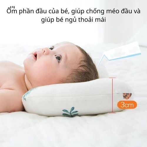 Gối bông cho bé sơ sinh Cao Cấp siêu mềm chống bẹp đầu, giúp bé ngủ ngon sâu giấc TiTi Shop