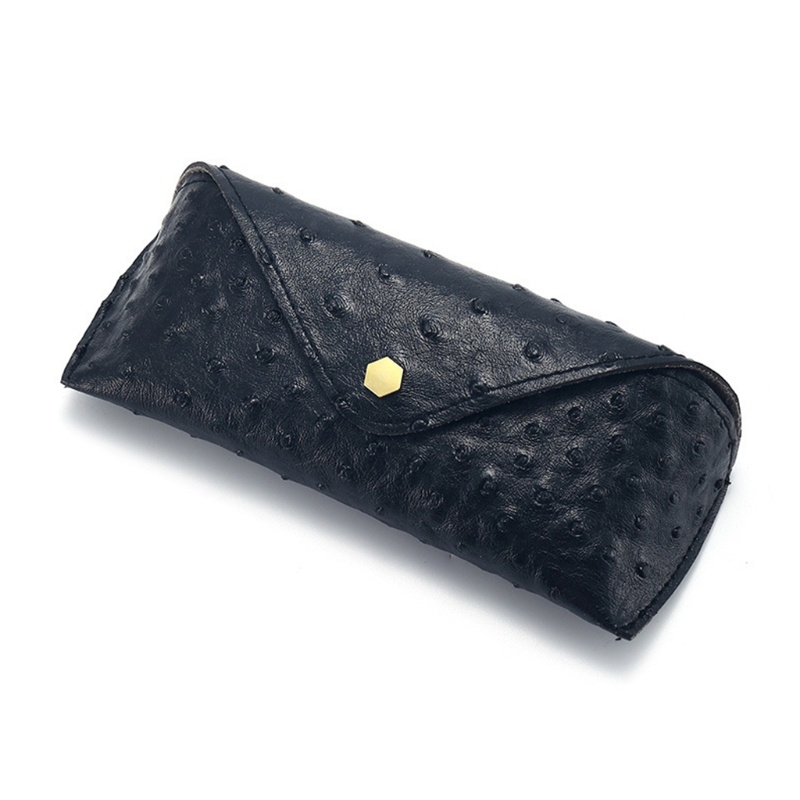 Hộp Đựng Mắt Kính Bằng Da Đà Điểu Có Nút Đóng Bền Bỉ