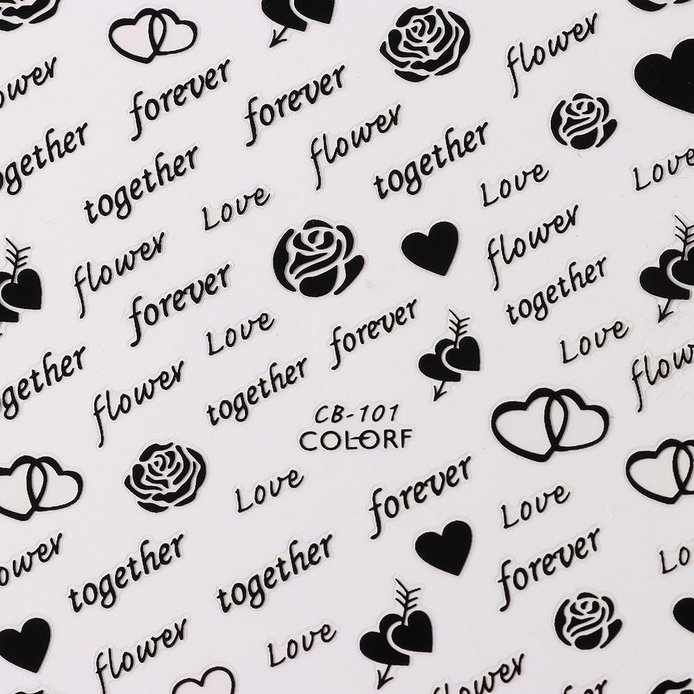 Miếng Dán Trang Trí Móng Tay 3D Hình Hoa Hồng Màu Đen Độc Đáo