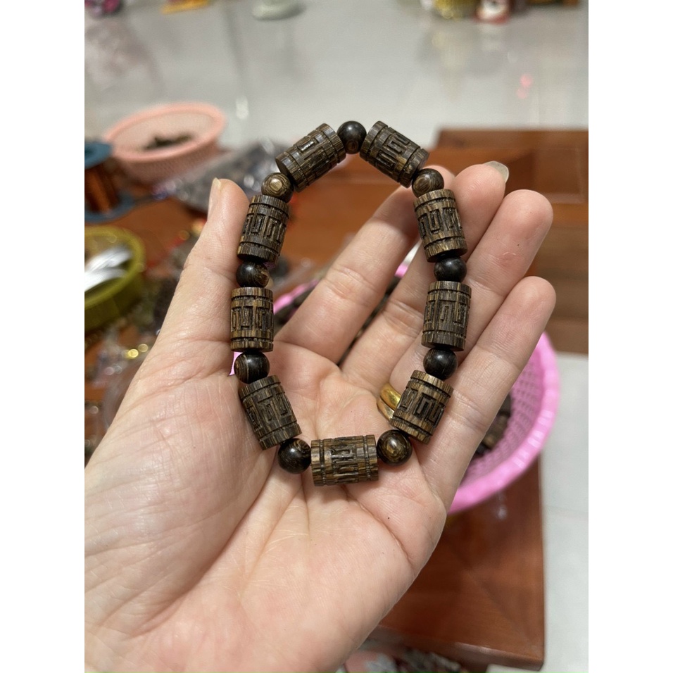 Vòng Trầm Hương Khắc Chú - Trầm Hương Sánh Chìm - Khắc Laze