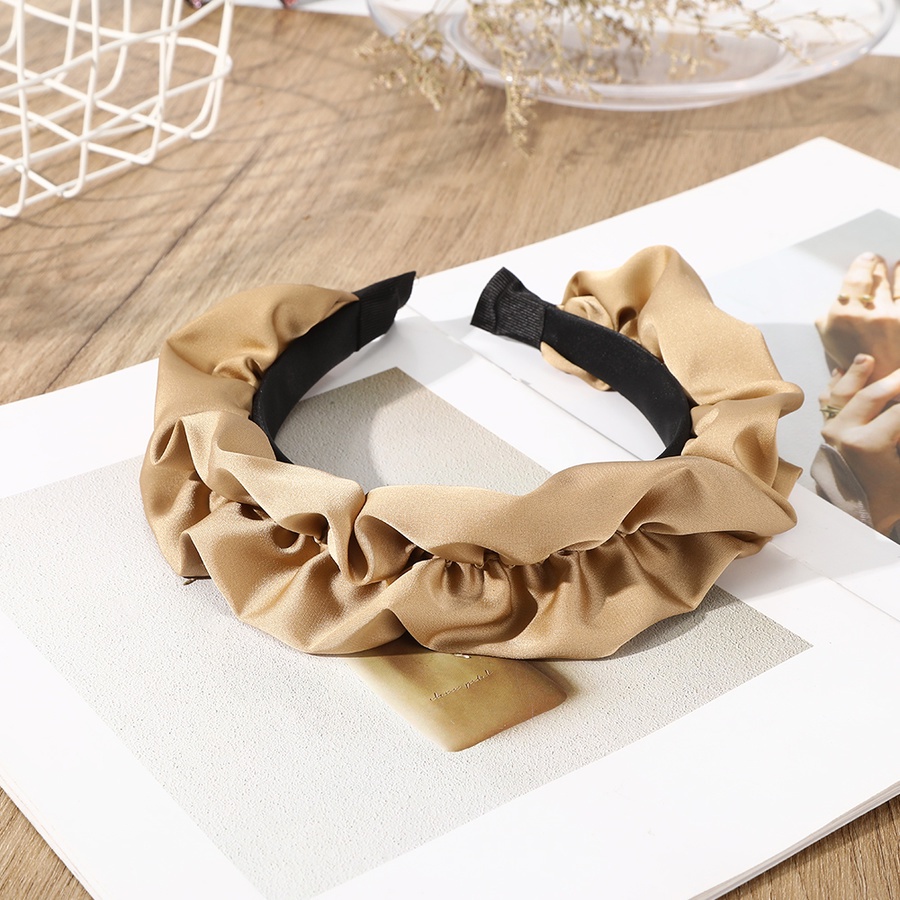 Băng Đô Cài Tóc Vải Satin Họa Tiết Hoa Xếp Ly Phong Cách Hàn Quốc Cho Nữ