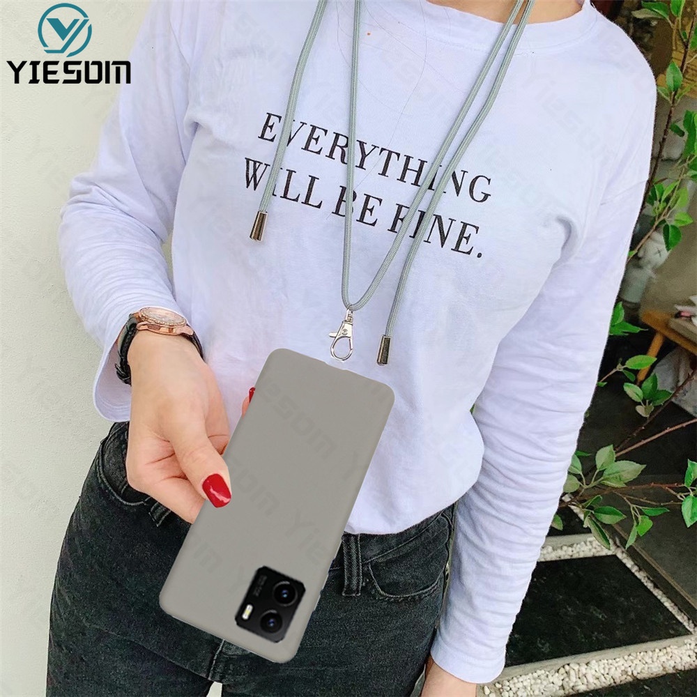 Ốp Điện Thoại TPU Mềm Màu Kẹo Có Dây Đeo Cổ Cho Vivo Y33S Y21S Y21 Y15A Y15S Y51 Y53S Y51A Y17 Y15 Y12 Y91C Y1S