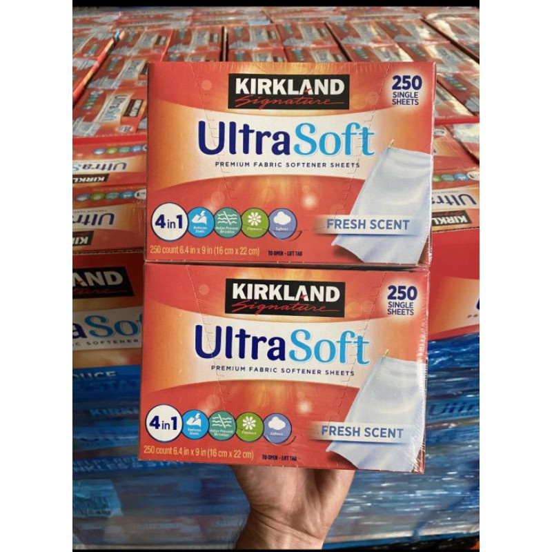 (TÁCH LẺ) GIẤY THƠM QUẦN ÁO CAO CẤP KIRKLAND PREMIUM FABRIC SOFTENER 4IN1 (TÁCH LẺ)