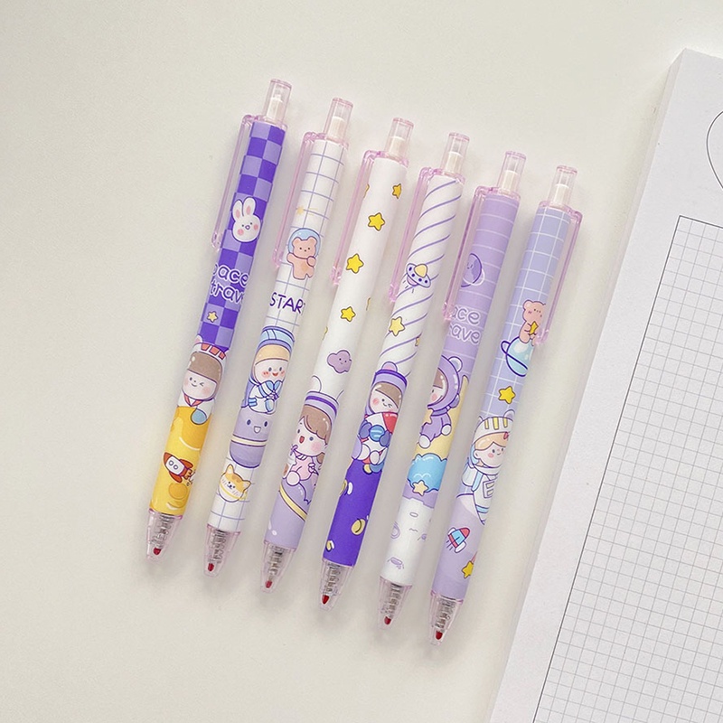 Enjoymore Bút Bi Cute Mực Xanh / Đen Astronaut Phi Hành Gia Dễ Thương Ngòi Bấm Học Sinh Viết Bi Nước Mực Gel Màu Muji
