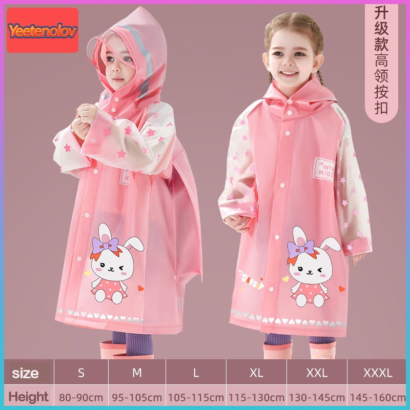 Áo Mưa Có Mũ Trùm Chống Nước In Hình Hoạt Hình Phản Quang Cho Trẻ Em 6-13 Tuổi