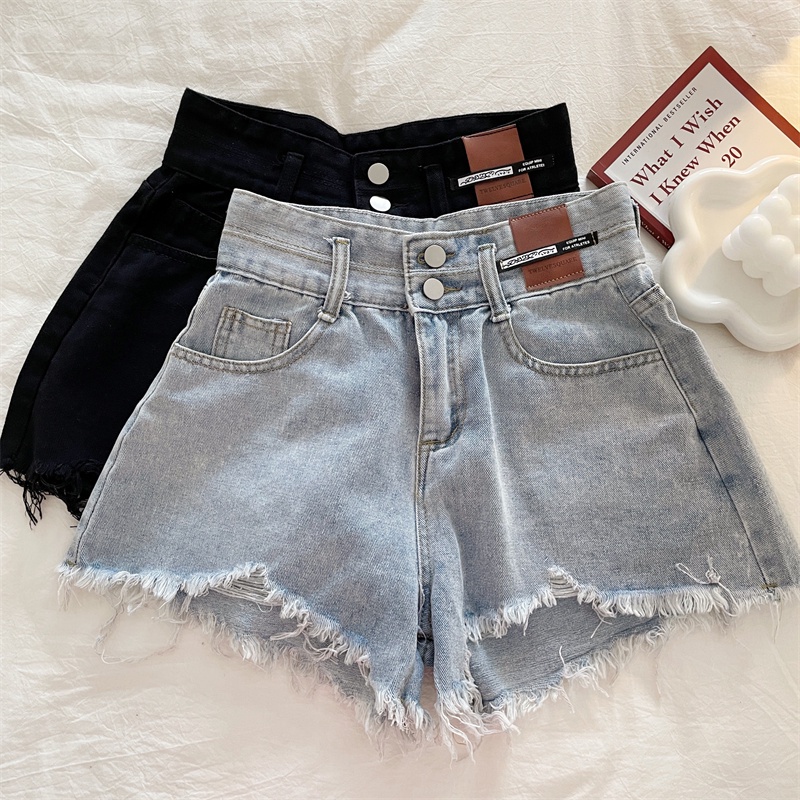 SUXI Quần Short Denim Ống Rộng Lưng Cao Thời Trang Mùa Hè Dành Cho Nữ