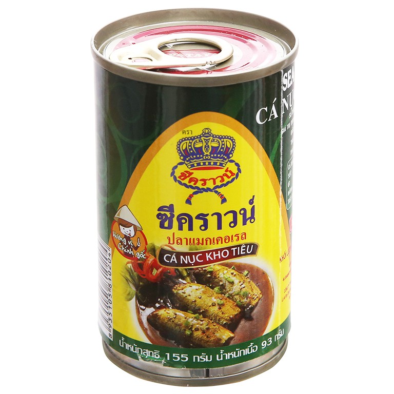 Hộp Cá Nục Kho Tiêu SeaCrown Thái Lan 155g/Hộp - Vị Cay Thơm, Ăn Không Ngán, Cá Hộp Thái Lan