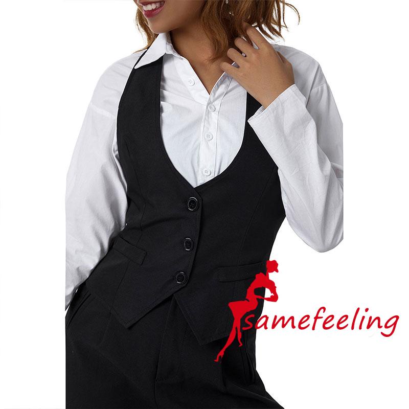 SF♫Women Waistcoat Vests Vintage Sleeveless V Neck Button Down Dressy Suit Blazer Vest