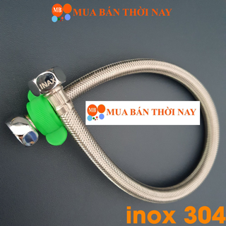 Dây cấp nước inox 304, dây nóng lạnh, ren vặn phi 21mm, ren nối chuẩn, bảo hành 24 tháng