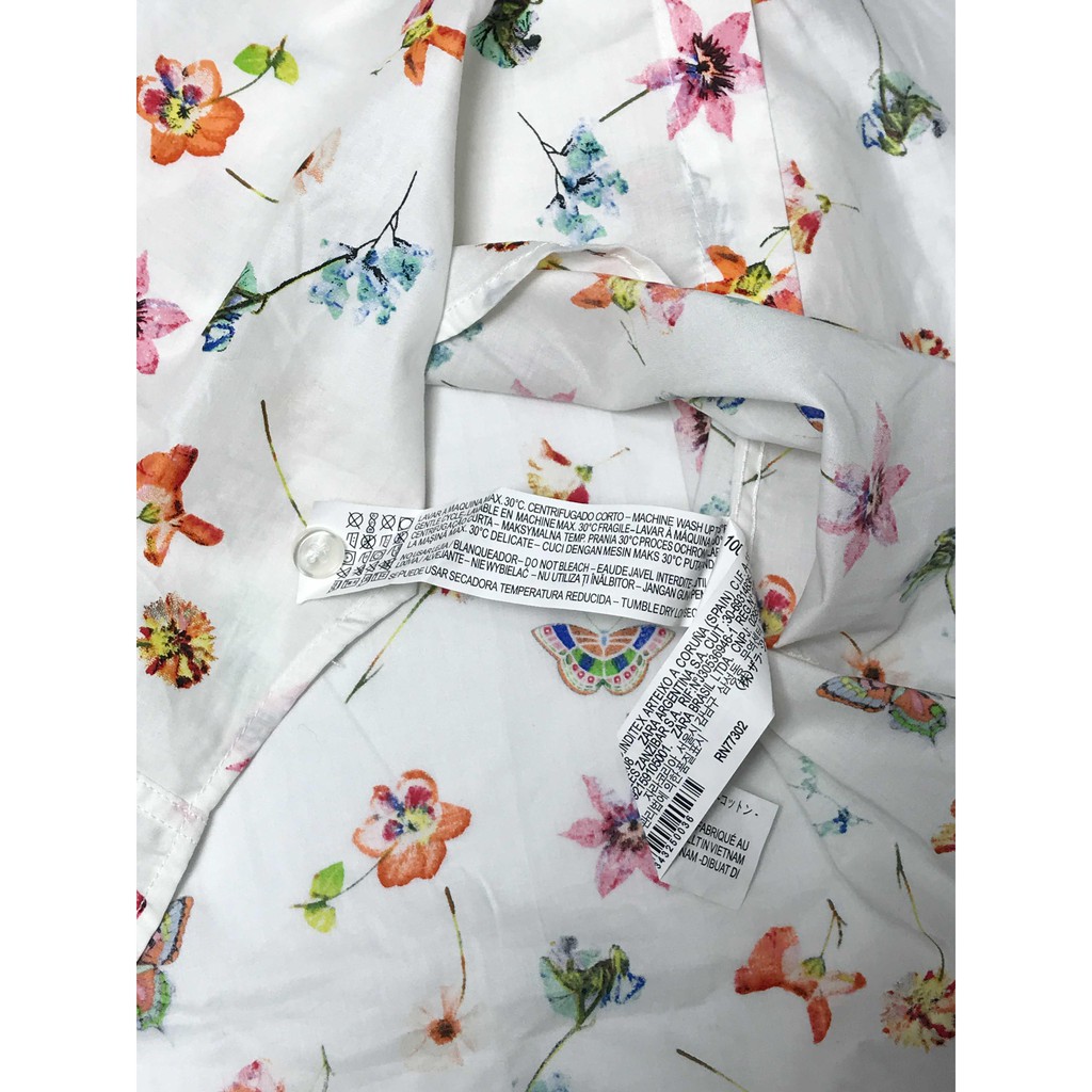 Áo sơ mi nam tay ngắn Zara Men họa tiết bươm bướm - hàng chính hãng xuất dư