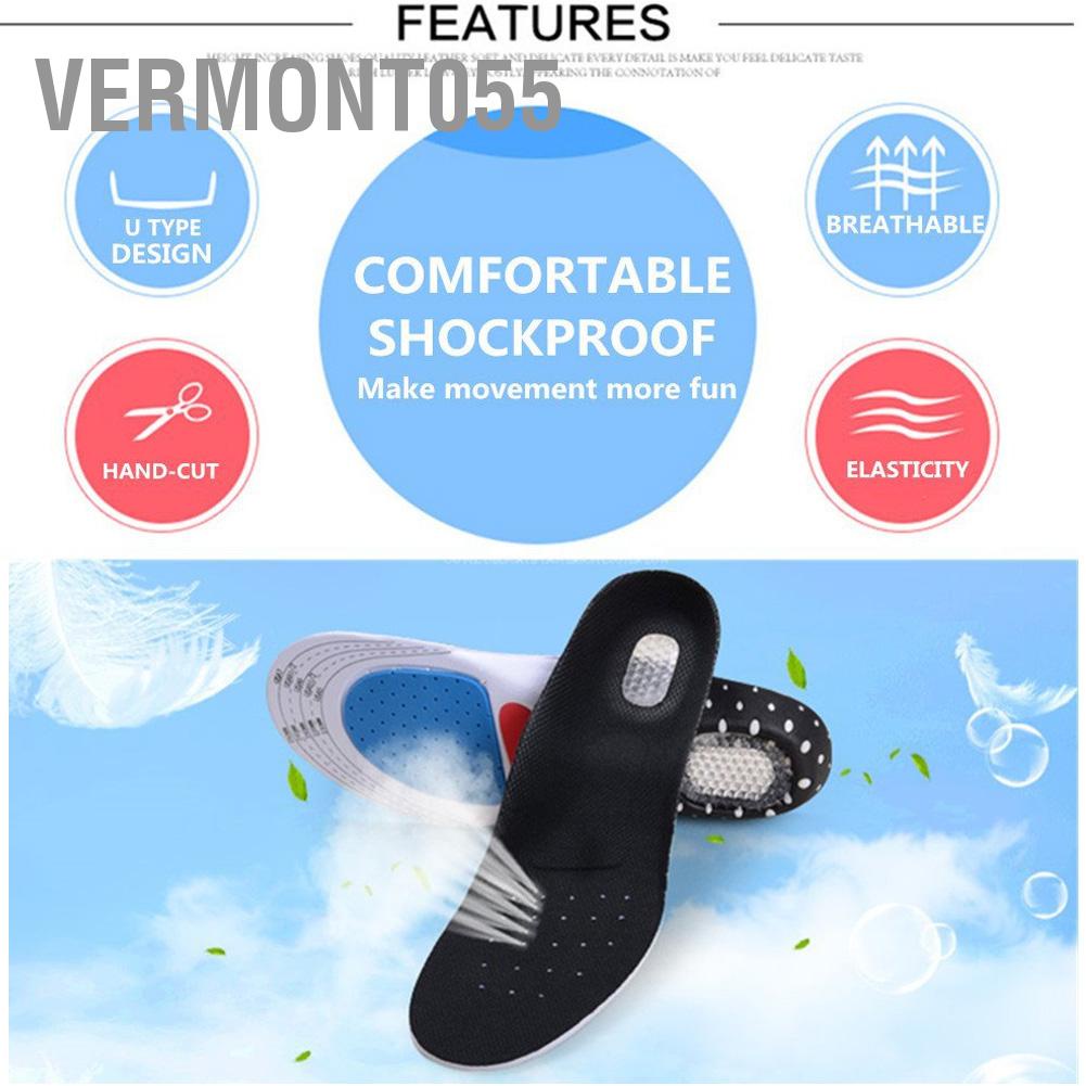 Vermont055 2 cặp Thể thao Vòm hỗ trợ Tấm lót chân Giảm đau chống sốc (255-280)