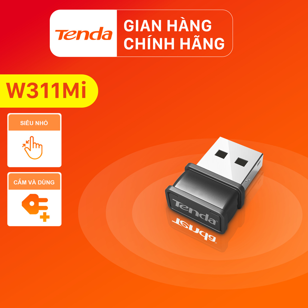 Tenda USB kết nối Wifi W311Mi chuẩn N tốc độ 150Mbps - Hãng phân phối chính thức