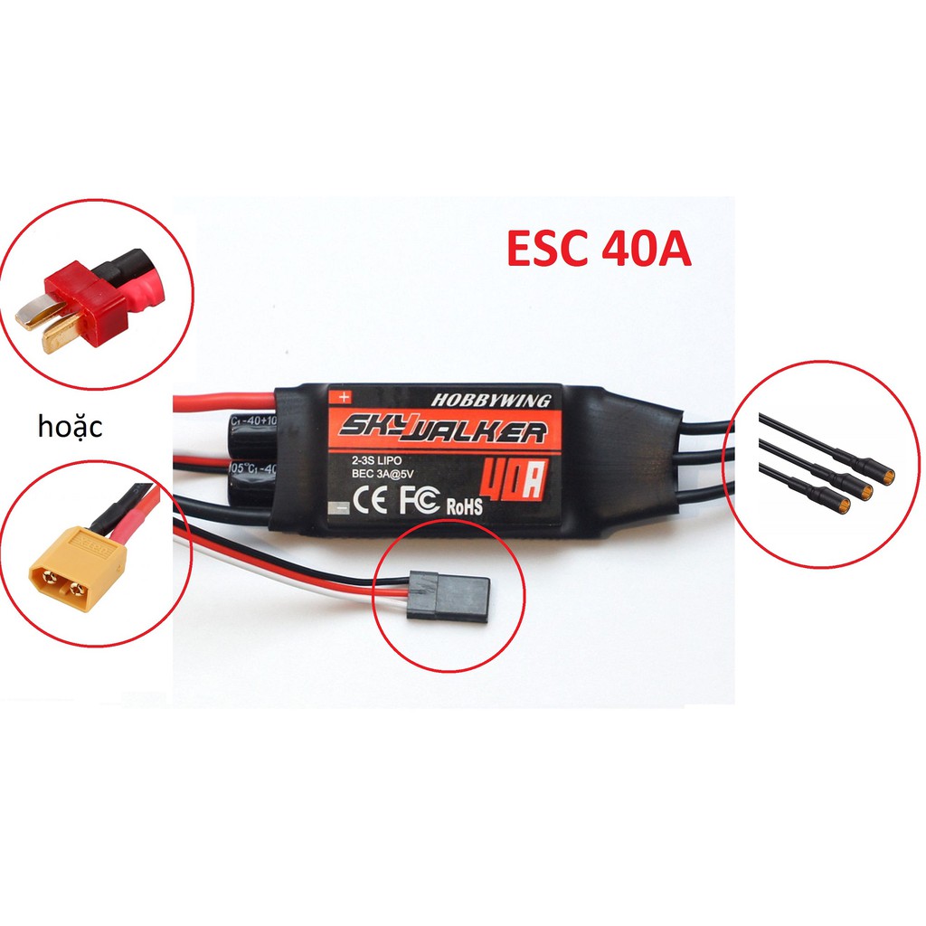 Mạch điều tốc ESC 40A, 50A, 60A, 80A Skywalker Hobbywing (có hàn sẵn jack) cho motor 3 pha brushless – Luân Air Models