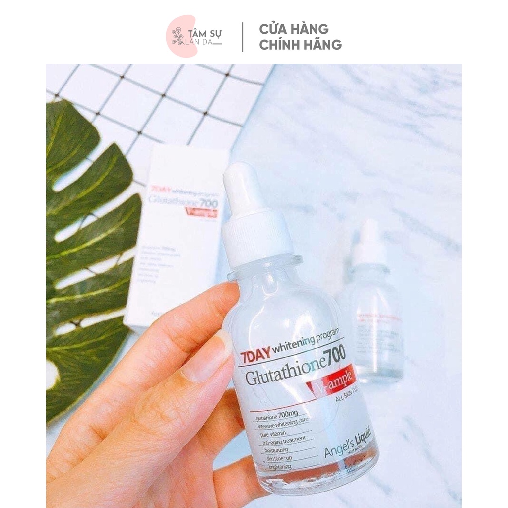 Serum dưỡng trắng làm đều màu da Angel Liquid 7 Day Whitening Program Glutathione 700 V-Ample 30ml