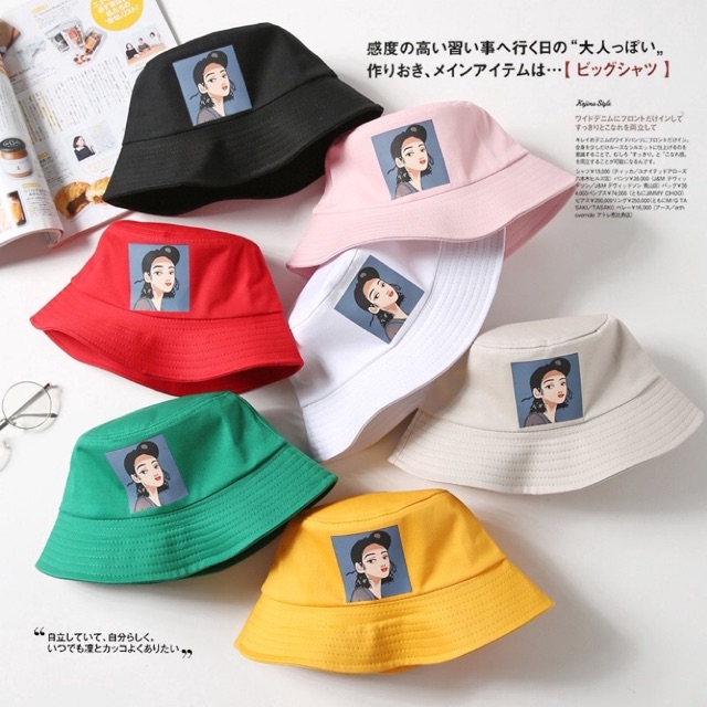 Nón Bucket 1 Mặt In Hình Cô Gái