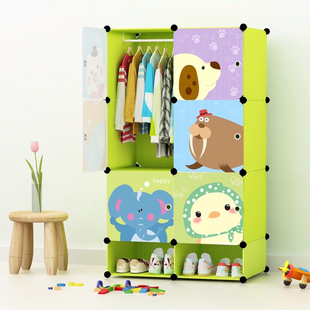 tủ lắp ghép 8 ô( gồm tủ 6 ô to+ 2 ô  giày). tặng kèm 1 treo đồ đa năng