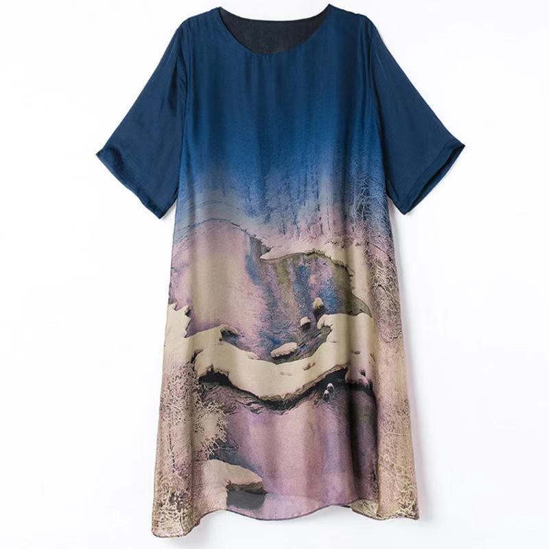 Đầm Dài Tay Ngắn Bằng Lụa Lạnh Cho Nữ 2021 | BigBuy360 - bigbuy360.vn