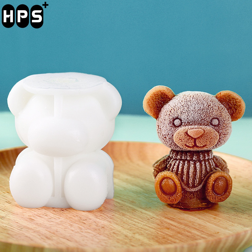 Khuôn làm đá hình gấu Teddy cute, chất liệu silicon cao cấp an toàn sức khỏe